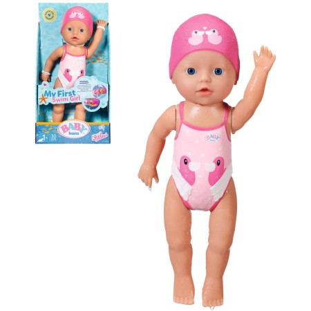 ZAPF BABY BORN Panenka holčička plaváček My First 30cm plave ve vodě