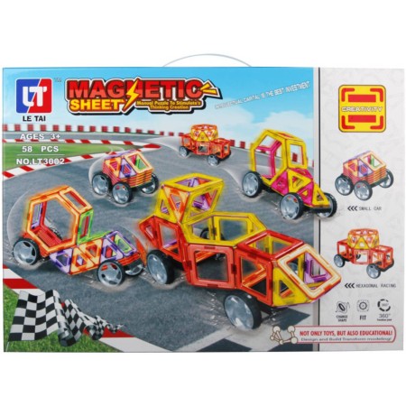 Stavebnice magnetická autíčka 58 dílků Magnetic sheet 3D skládačka