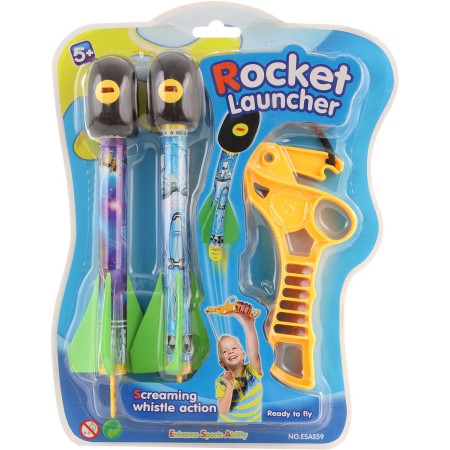 Rakety vystřelovací pískací set 2 šipky s vystřelovačem plast