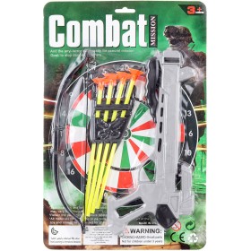 Kuše plastová dětská střelná zbraň set s terčem a 4 šípy na kartě