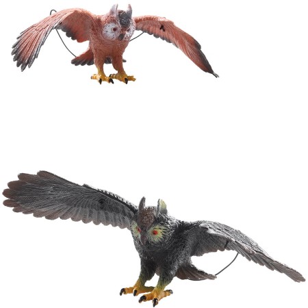 Pták sova 38cm plastové zvířátko na gumě k zavěšení 2 barvy plast