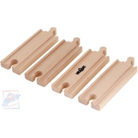 WOODY DŘEVO Kolej rovná krátká set 4ks příslušenství k vláčkodráze