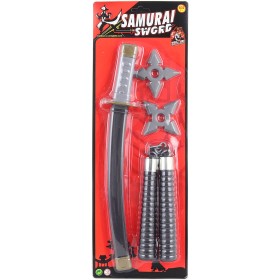 Ninja bojovník dětské zbraně akční set samurajský meč + 2 hvězdice s nunčaky
