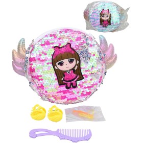 Kabelka dětská kulatá kosmetická taštička 20x15cm s flitry 2 barvy