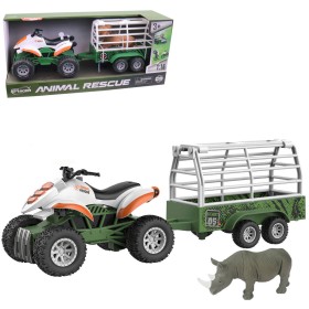 Auto čtyřkolka na setrvačník s přívěsem a zvířetem na baterie Světlo Zvuk 2 druhy