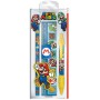 Školní pomůcky set 4ks Super Mario s pravítkem a propiskou