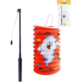 Lampion Halloween duch oválný 15cm set s hůlkou na baterie na svíčku Světlo