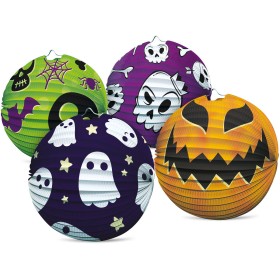 Lampion Halloween koule 25cm na svíčku / žárovku kulatý 4 druhy