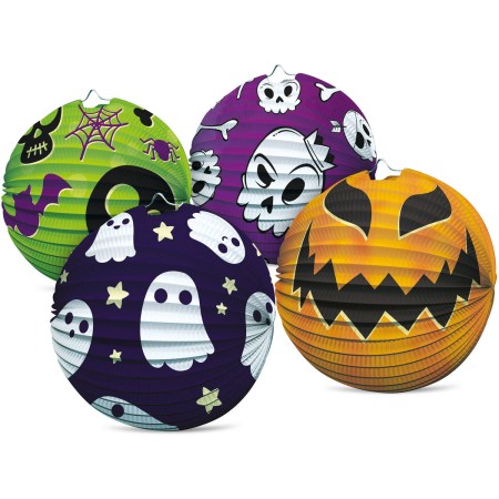 Lampion Halloween koule 25cm na svíčku / žárovku kulatý 4 druhy