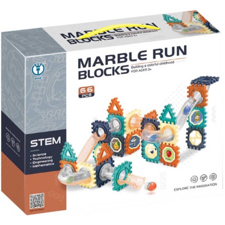 Kuličkodráha Marble Run Blocks 2D/3D stavebnice 66 dílků v krabici