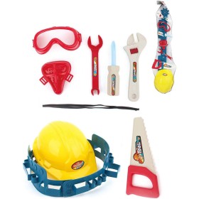 Pracovní nářadí dětské plastové na opasku set s ochrannou helmou