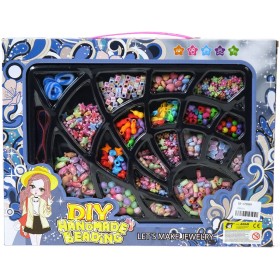 Korálky barevné navlékací s provázky a gumičkami na výrobu dětské bižuterie