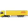 Auto kamion DHL Přeprava zásilek tahač kovový s návěsem volný chod