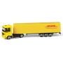 Auto kamion DHL Přeprava zásilek tahač kovový s návěsem volný chod