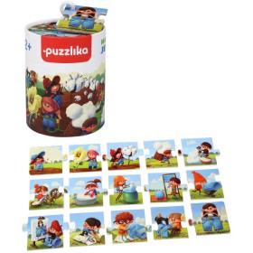 PUZZLIKA Baby dějové puzzle skládačka Výroba džínů velké dílky set 15ks