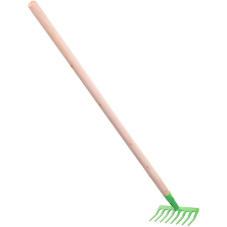 DŘEVO Hrábě dětské nářadí zelené s násadou 80cm kov *DŘEVĚNÉ HRAČKY*
