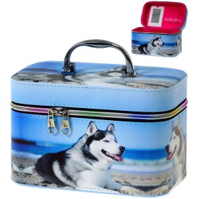 Kufřík dětský kosmetický vel. M se zrcátkem na zip foto potisk pejsek