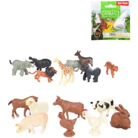 Zvířata 2-3cm plastové figurky mini zvířátka set 8ks sáček 3 druhy