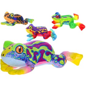 PLYŠ Žába 20cm sedící na baterie 4 barvy Zvuk *PLYŠOVÉ HRAČKY*
