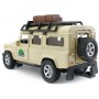 Auto kovové Land Rover Defender zpětný chod Safari set s přívěsem a žirafou