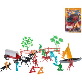 Western herní set divoký západ akční figurky indiáni s koni a doplňky 31ks