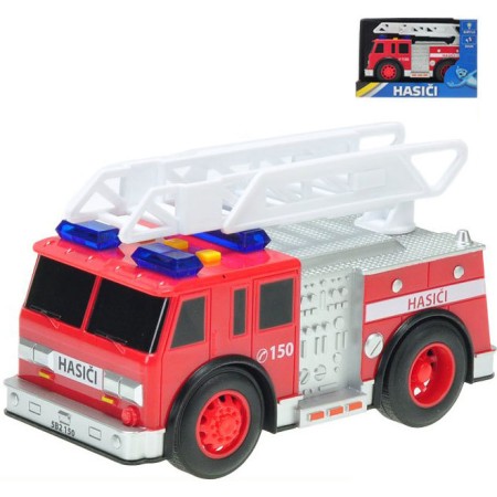 Auto hasiči 18cm na baterie na setrvačník Světlo Zvuk v krabici