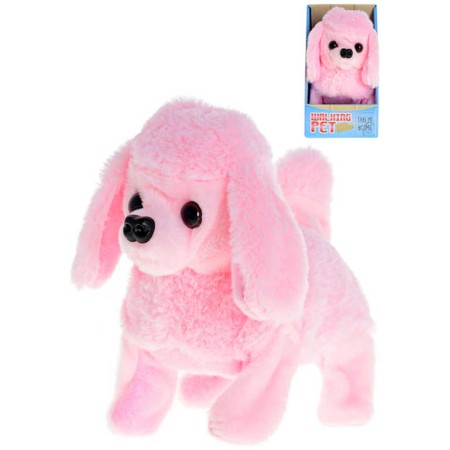 PLYŠ Pes pudl růžový chodící na baterie Zvuk *PLYŠOVÉ HRAČKY*