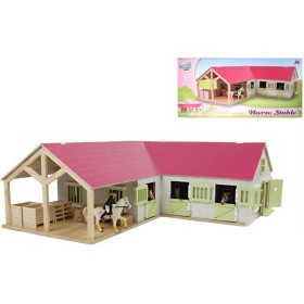 KIDS GLOBE Stáj pro koně rohová 1:24 DŘEVĚNÁ STAVEBNICE