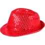 KARNEVAL Klobouk disco červený s flitry na baterie barevné LED Světlo