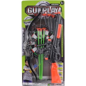 Pistole dětská set s lukem se soft šípy a náboji na přísavku 2v1