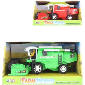 Auto kombajn červený 27cm žací stroj s kombajnistou 2 barvy plast