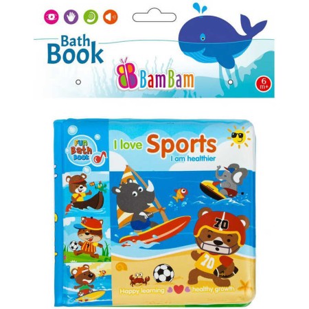 BAM BAM Baby knížka sport zvířátka pískací do vany na koupání pro miminko