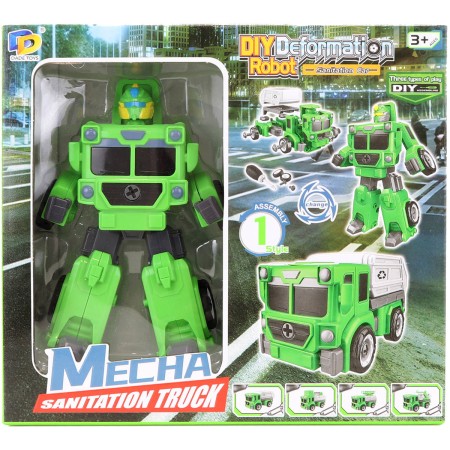 Transrobot skládací zelený auto popeláři montážní set s nástrojem 2v1