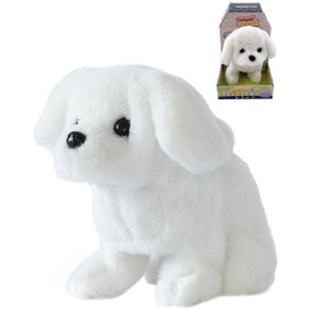 MAC TOYS Pejsek bílý interaktivní zvířátko chodící na baterie Zvuk PLYŠ