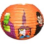 Lampion krčený harmonika Halloween 25cm kulatý oranžový s potiskem na žárovku