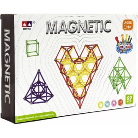 Stavebnice magnetická 99 dílků skládačka plast/kov v krabici