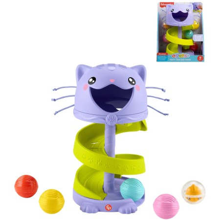 FISHER PRICE Baby kuličková dráha kočička věž + 5 kuliček pro miminko