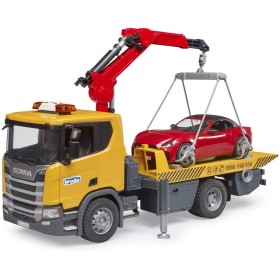 BRUDER 03552 Auto Scania Super 560R odtahovka + roadster na baterie Světlo Zvuk