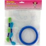 Dětské vyšívání set rámeček vyšívací + 3 předlohy a 4 příze v sáčku různé barvy