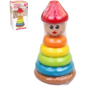 DŘEVO Panáček pyramida navlékací věžička s kroužky *DŘEVĚNÉ HRAČKY*