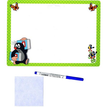 AKIM Tabulka oboustranná stíratelná Krtek (Krteček) A4 set s popisovačem karton