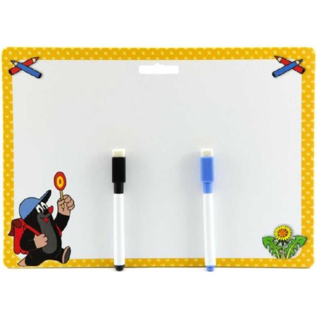 AKIM Tabulka stíratelná oboustranná 30x21cm Krtek (Krteček) set se 2 fixy