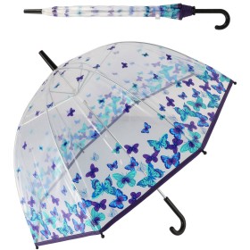 Deštník dětský průhledný 80cm s motýlky plast/kov