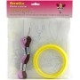 Dětské vyšívání set rámeček vyšívací + 3 předlohy a 4 příze v sáčku různé barvy