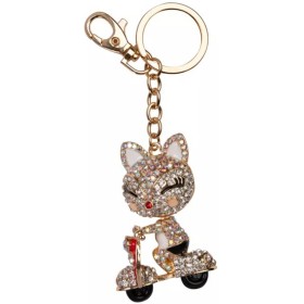 ALBI Klíčenka kočička na skútru kovový přívěsek na klíče s karabinkou