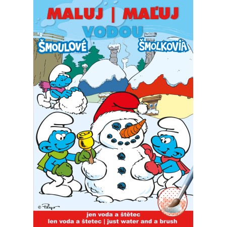 AKIM Maluj vodou podle barevných teček Šmoulové zima A5