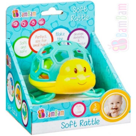 BAM BAM Baby chrastítko želva s kuličkou v krabici pro miminko