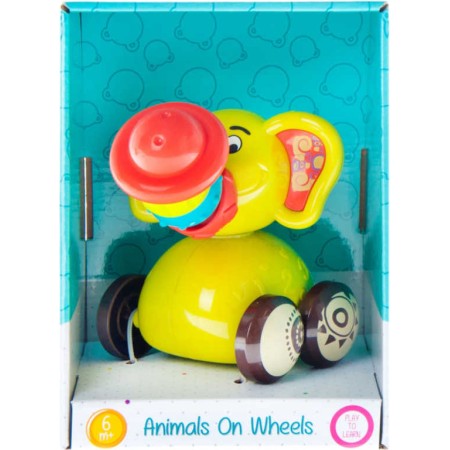 BAM BAM Baby slon 11cm zvířátko na kolečkách pro miminko plast