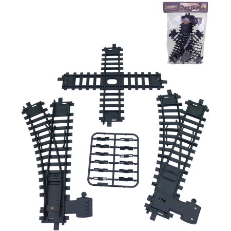 Koleje náhradní Křížení + Výhybka 2ks + Spojky 12ks doplněk k vláčkodráze