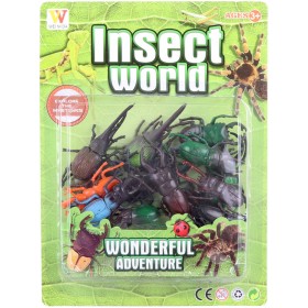 Zvířata brouci mix 6cm plastové figurky zvířátka set hmyz na kartě